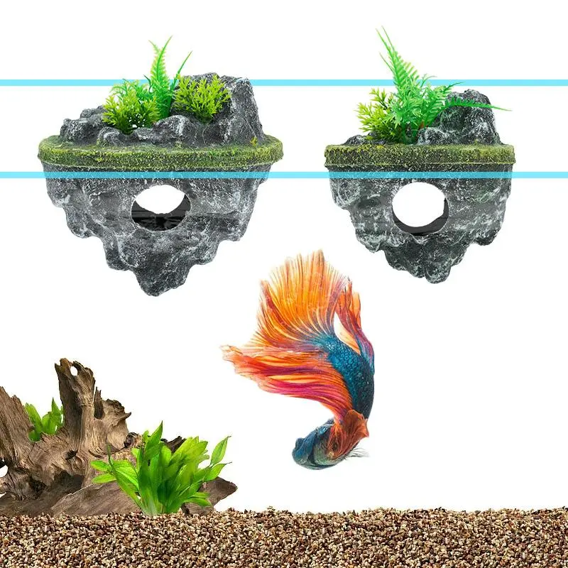 Aquarium Floating Island Fish Tank Landscape Suspended Rockery Decoration Floating Stone Tank Ecological Scenery Accessories