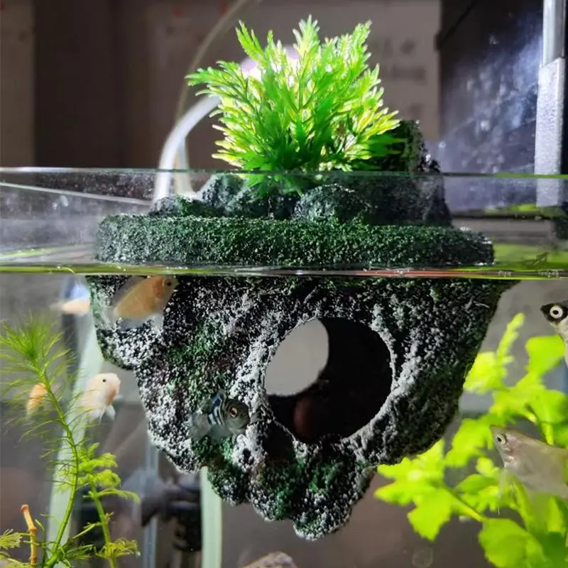 Aquarium Floating Island Fish Tank Landscape Suspended Rockery Decoration Floating Stone Tank Ecological Scenery Accessories