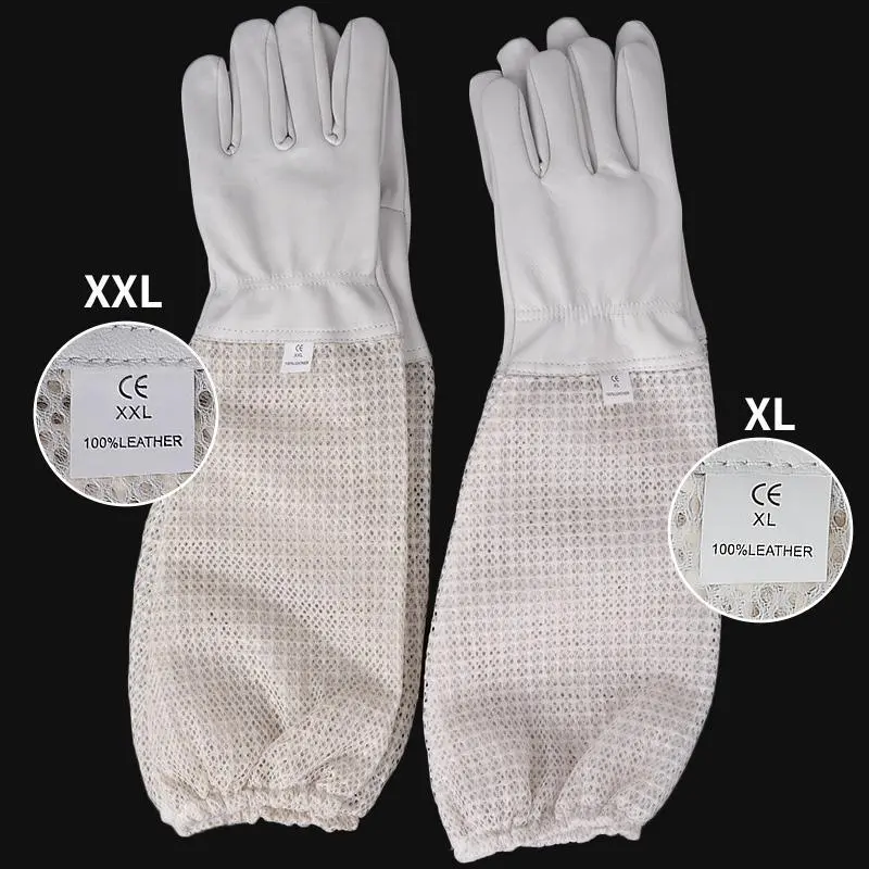New Mesh Beekeeping Gloves Long Sleeved Gloves Preventing Bee Bites Three-Layer Net Ventilation Lightweight Breathable Gloves