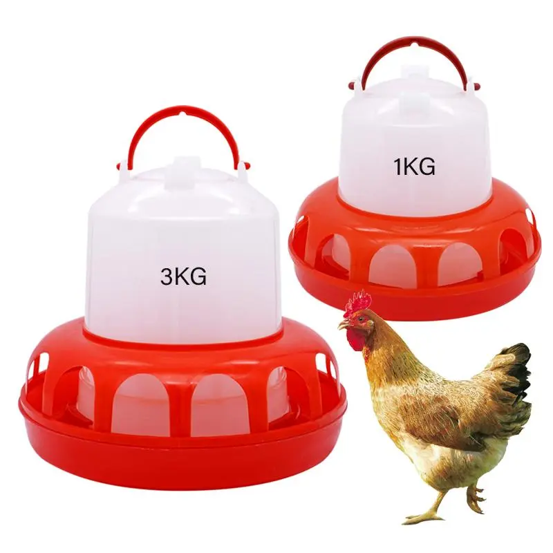 1Kg/3Kg Chicken Poultry Feeder Automatic Feeder Water Bucket Drinker Fountain Farm Poultry Feeding Supplies Chicken Water Bucket