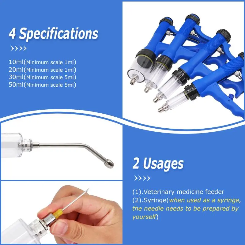 Animal Veterinary Feeding Gun Vaccine Injection Infusion Drench Device Pig/cattle/sheep/chicken Continuous Syringe 10/20/30/50Ml