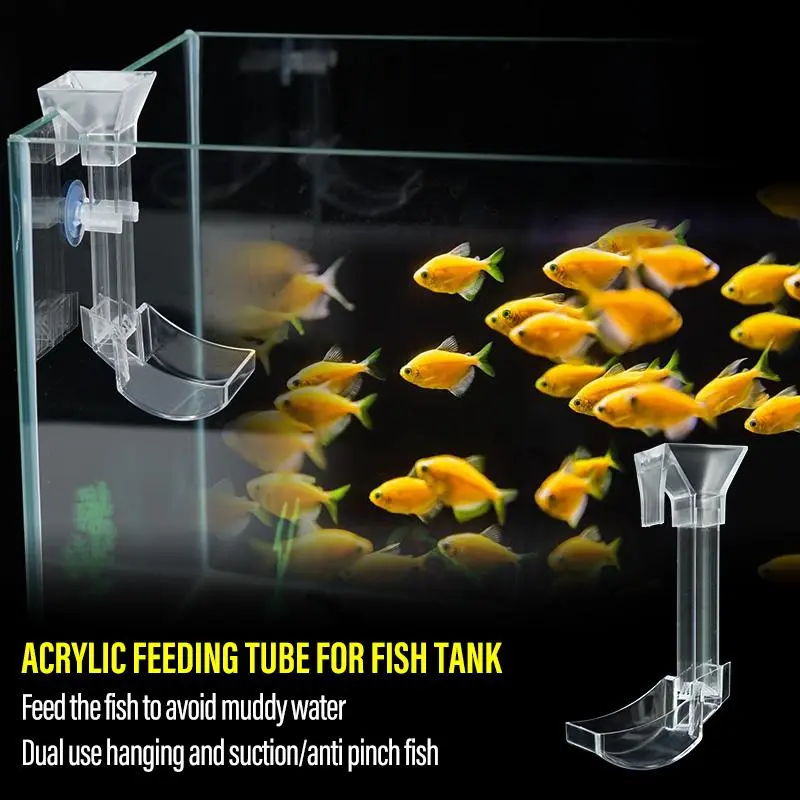 Aquarium Acrylic Feeding Tube Acrylic Transparent Fish Tank Feeding Tube Anti-Stuck Fish Design Feeder Goldfish Feeding Bowls