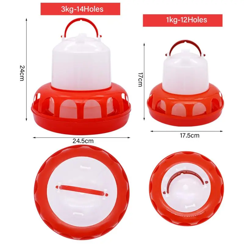 1Kg/3Kg Chicken Poultry Feeder Automatic Feeder Water Bucket Drinker Fountain Farm Poultry Feeding Supplies Chicken Water Bucket