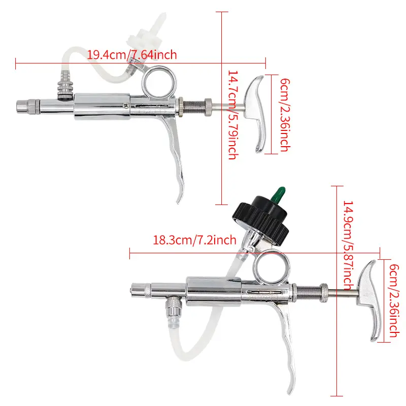 0.5-5Ml Continuous Syringe tools Metal Automatic Syring Injector for Livestock Animal Pig Chicken Vaccine Syringe Bottle
