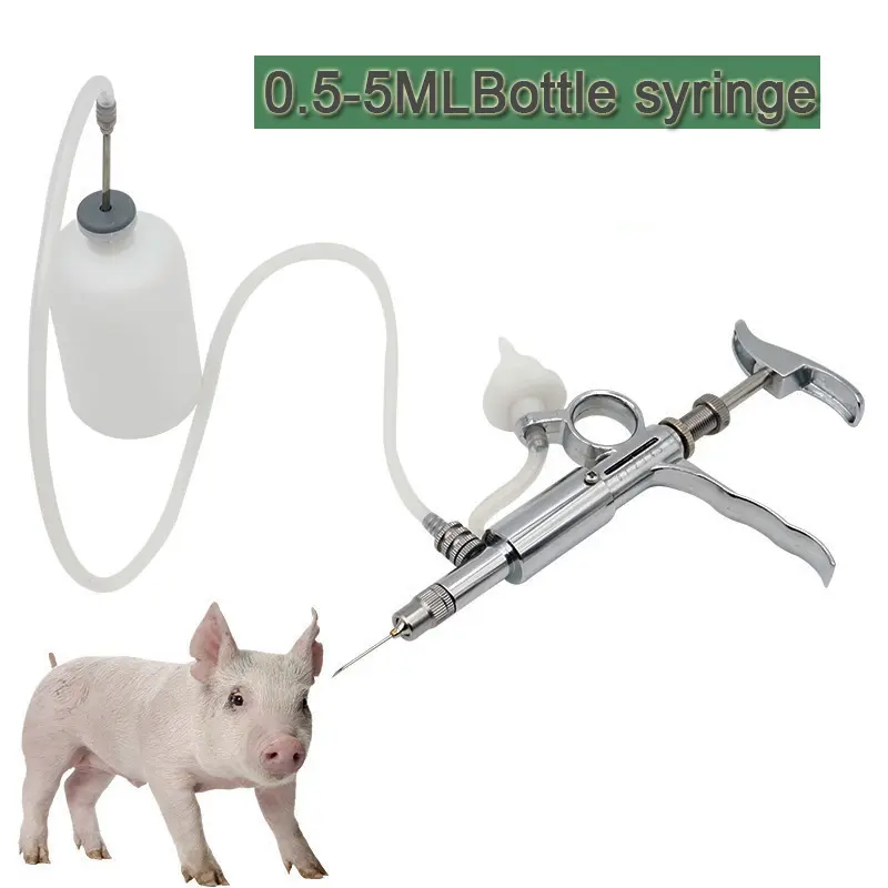 0.5-5Ml Continuous Syringe tools Metal Automatic Syring Injector for Livestock Animal Pig Chicken Vaccine Syringe Bottle