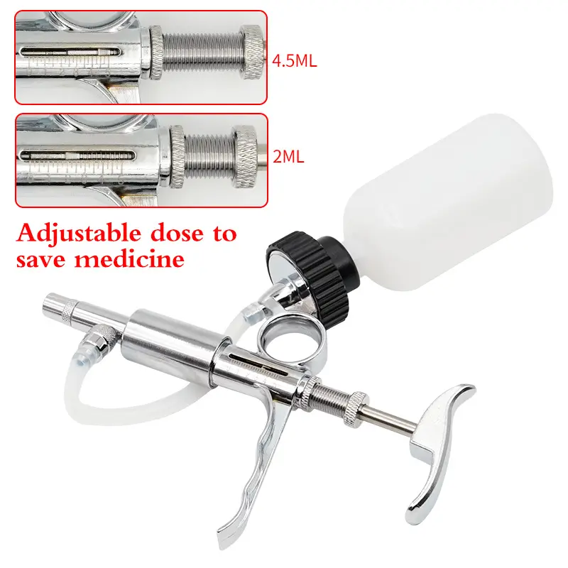 0.5-5Ml Continuous Syringe tools Metal Automatic Syring Injector for Livestock Animal Pig Chicken Vaccine Syringe Bottle