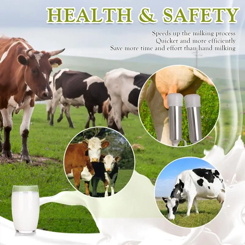 10L/12L Cow Milking Machine Sheep Milking Pump Automatic Milking Farm Vacuum Pump Stainless Steel Milk Pail Breeding Equipment