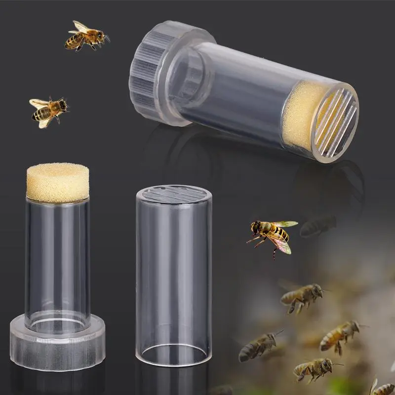 2Pcs New Beekeeping Queen Bee Marking Bottle Bee Marker Tube Catcher Cage with Sponge Plug Capture Cut Wing Beekeeping Tools