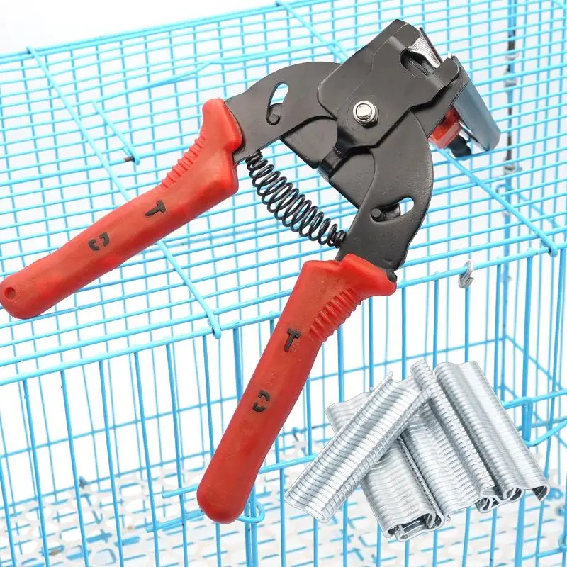 600 Nails Binding Cage Pliers Poultry Cage Installation Tool Pliers Farm Fastening Clamp Installation Chicken Rabbit Cage Tools