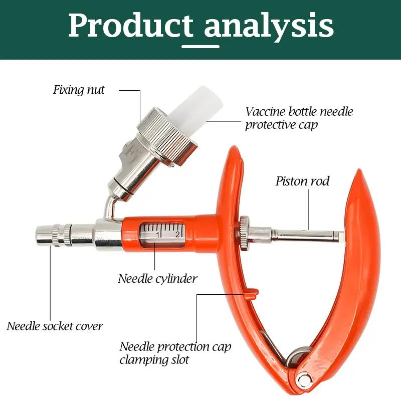 2Ml/5Ml Cattle Livestock Automatic Veterinary Continuous Syringe Animal Injection Adjustable Vaccine Syringe for Sheep