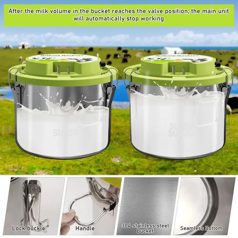 8L/5L/3L Sheep Cow Milking Machine Electric/pulse Milking Machine Milking Pump Stainless Steel Automatic Milking Breeding Tools