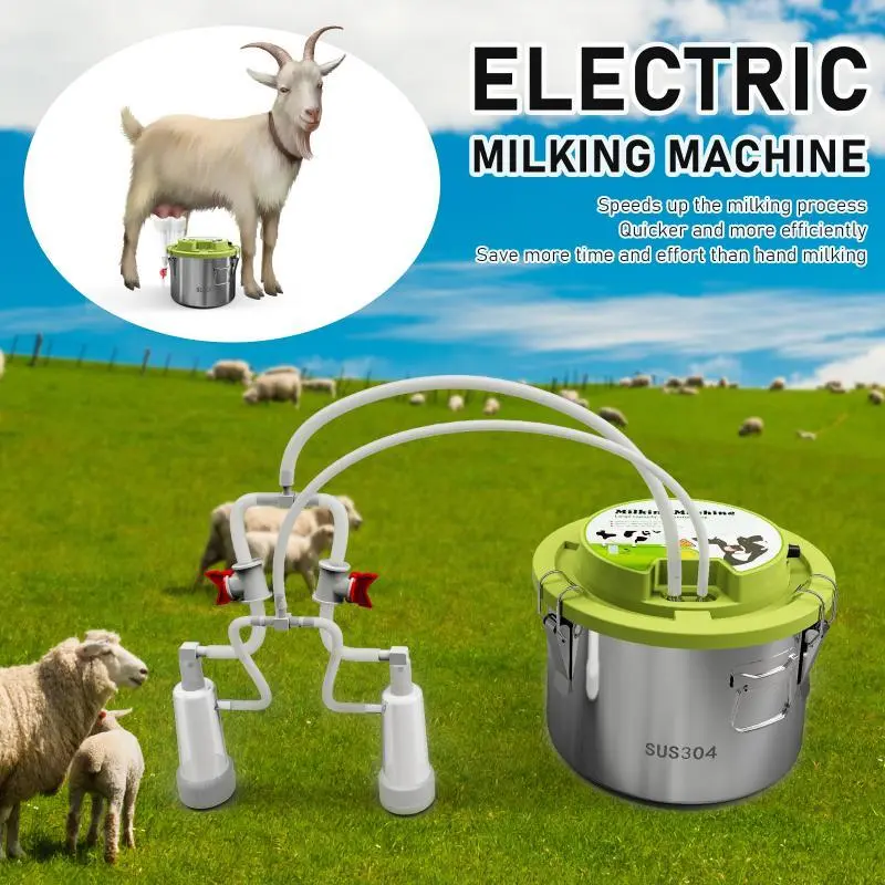 8L/5L/3L Sheep Cow Milking Machine Electric/pulse Milking Machine Milking Pump Stainless Steel Automatic Milking Breeding Tools