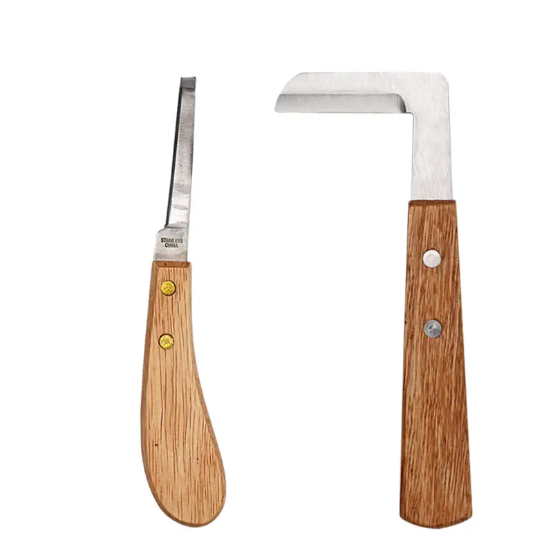 4 Peces/set Cow Horse Repair Foot Hoof knife Wooden Handle Stainless Steel Blade Horseshoe Goat repair tools Farming Equipment