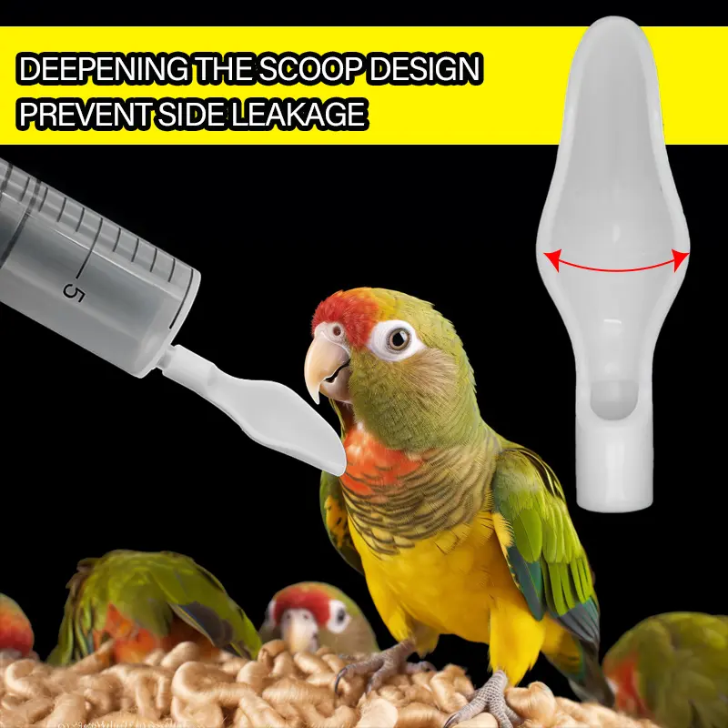4Pcs/set Bird Parrot Feeder Spoon with Manual Syringe Baby Bird Water Milk Medicine Feeding Syringe Feeding Needle Bird Supplies