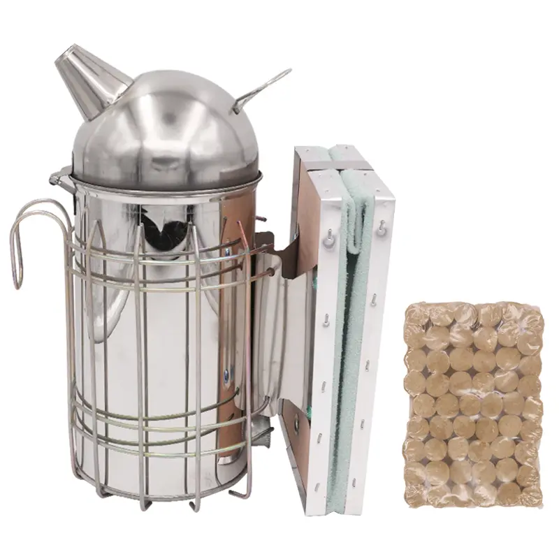 Stainless Steel Manual Bee Hive Smoker Transmitter Kit With Galvanized Sheet Beekeeping Tool Apiculture Smoke Sprayer or a bomb