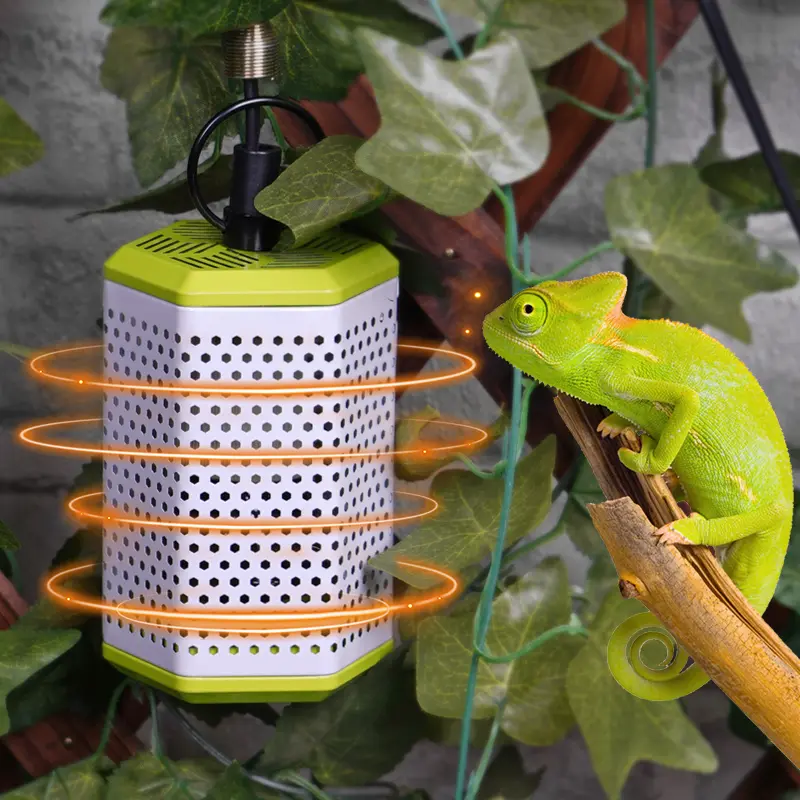 Reptile Heat Lamp Shade Guard Hangable Hexagonal Lamp Shade Art Mesh Metal Anti-Scald Cover for Lizards Snakes Turtles