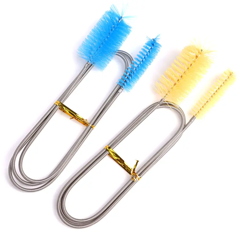 Stainless Steel Spring Brush Flexible U-type Fish Tank Cleaning Tools Double Ended Nylon Pipe Cleaning Brushes