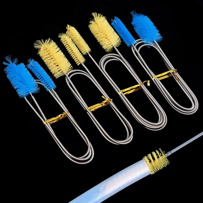 Stainless Steel Spring Brush Flexible U-type Fish Tank Cleaning Tools Double Ended Nylon Pipe Cleaning Brushes