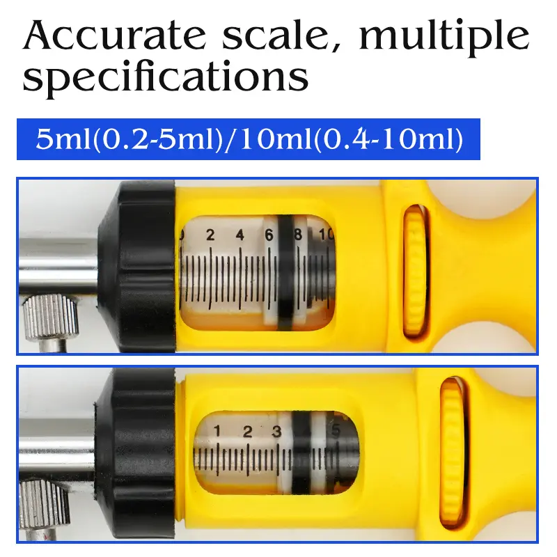 5ml/10ml Veterinary Drench Gun Animal Continuous Syringe Injector Infusion Device Pig Cattle Sheep Chicken Vaccine Injection