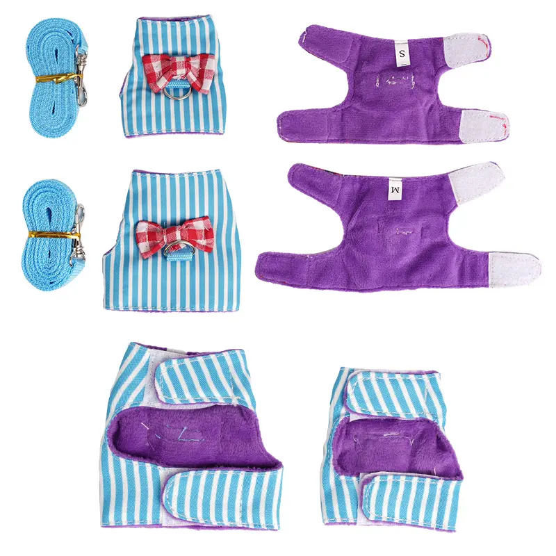 Hamster Small Pet Harness Rabbit Bowtie Striped Star Harness Vest Traction Rope Ferret Guinea Pig Hamster Chest Strap