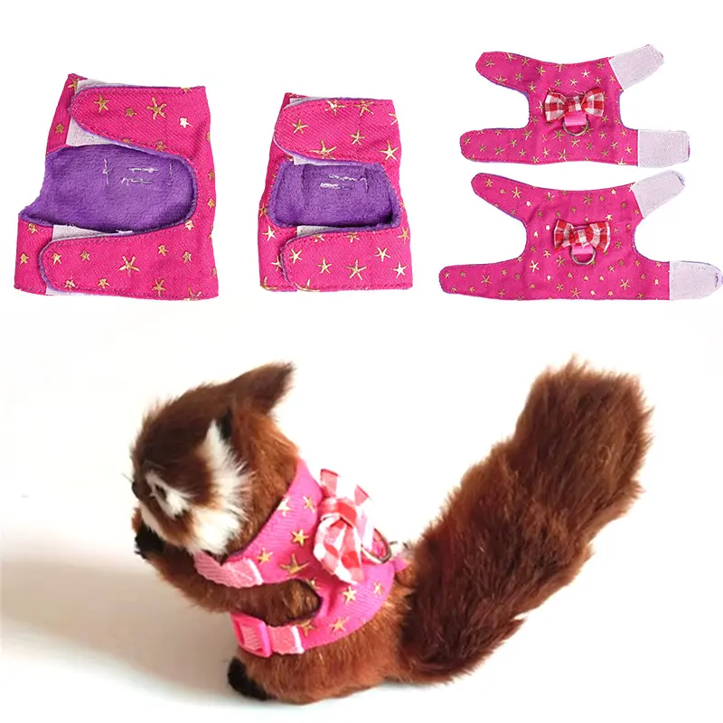Hamster Small Pet Harness Rabbit Bowtie Striped Star Harness Vest Traction Rope Ferret Guinea Pig Hamster Chest Strap