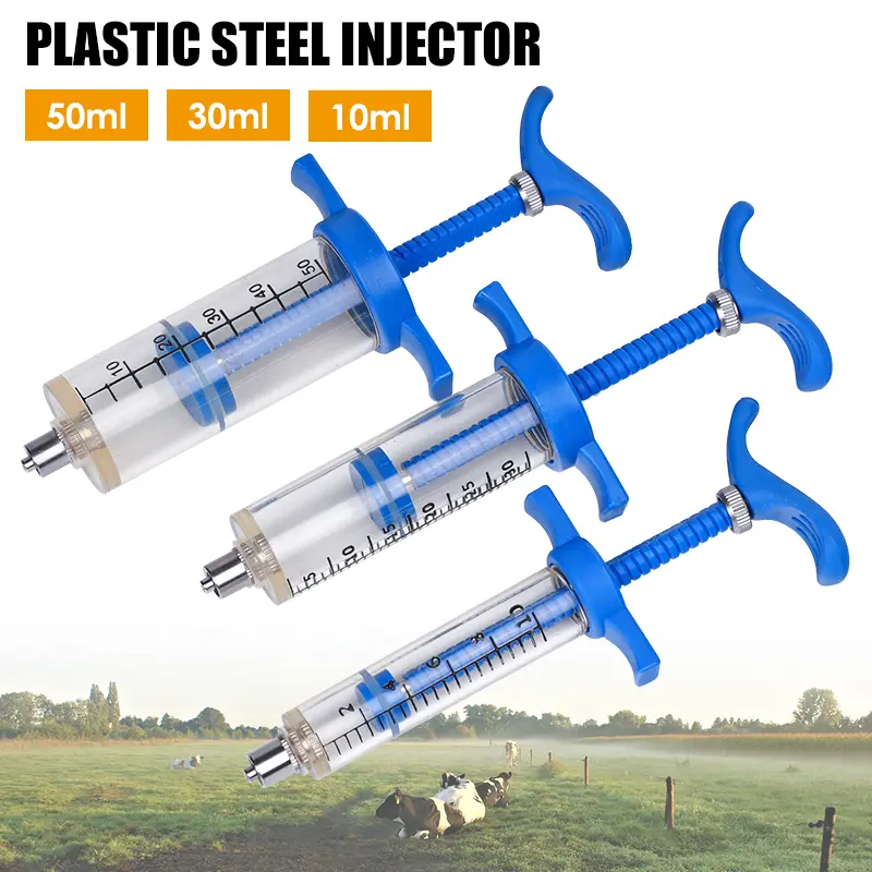 10/20/30/50ml Veterinary Tool Vaccine Syringe Adjustable with Needles for Pig Cattle Sheep Chicken Pinhead Farm Livestock Tool