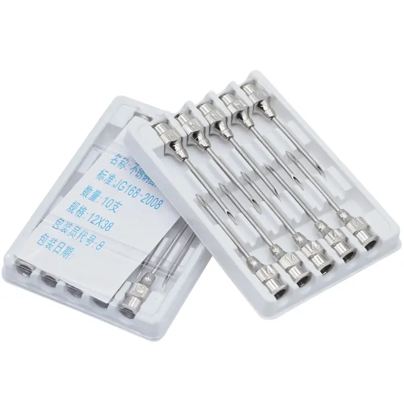 10Pcs/boxs Farm Animals Injection Needle Stainless Steel Dispensing Needle Syringe Poultry Small Veterinary Supplies