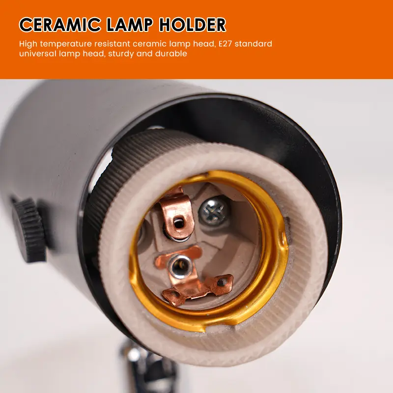 E27 Heating Reptile Lamp Holder UVA+UVB Clip-on Bulb Cover For Pet Light Tortoise Tank Ceramic Lamp Holder With Switch Clip
