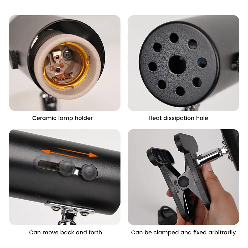 E27 Heating Reptile Lamp Holder UVA+UVB Clip-on Bulb Cover For Pet Light Tortoise Tank Ceramic Lamp Holder With Switch Clip