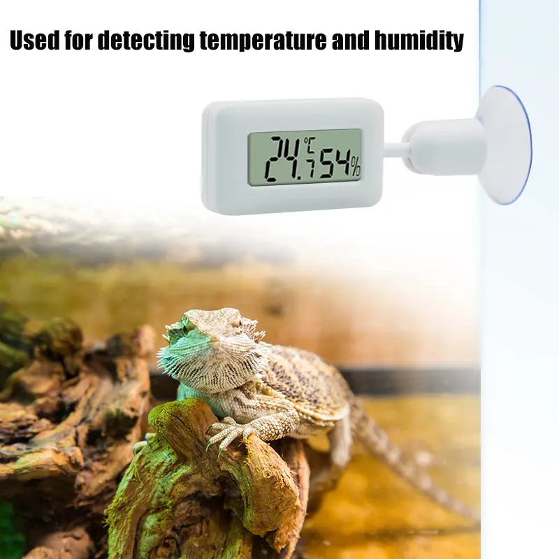 Reptile Digital Thermometer Hygrometer Indoor Temperature Sensor Humidity Meter Gauge 360 Degree Rotating with Suction Cup