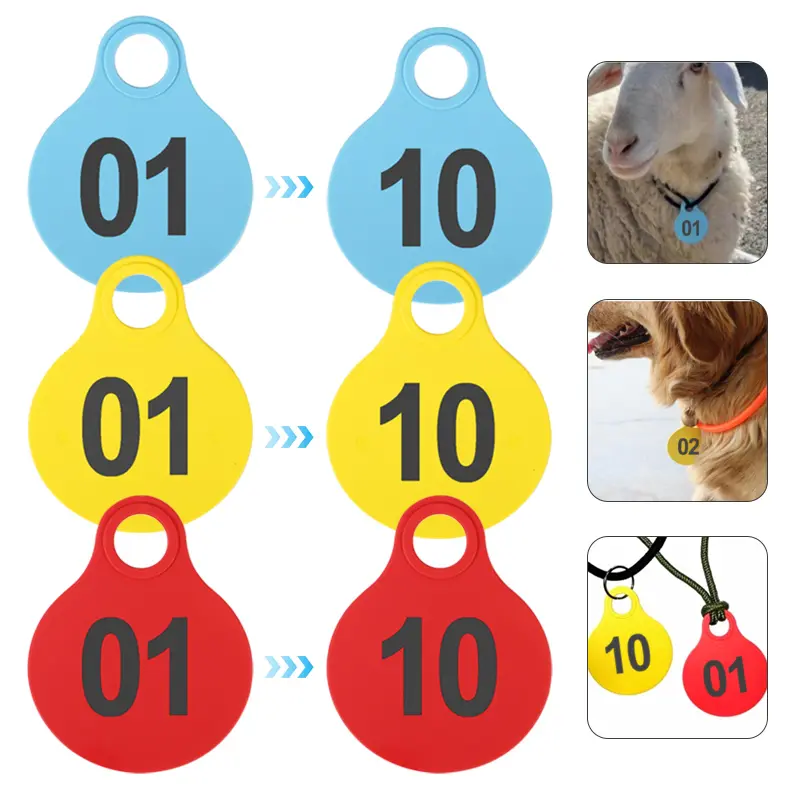 New TPU Animal Tag Plastic Farm Animal Pig Cow Sheep Pet Dog Identification Carrying Tag Supplies Number 01-50/01-100
