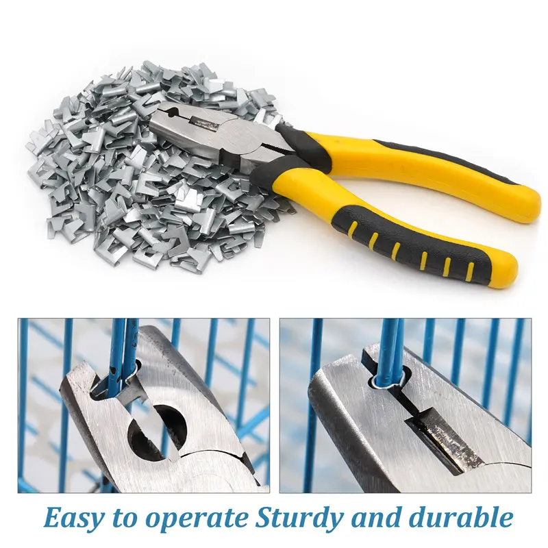 Pet Cage Installation Repair Clamp Chicken Quail Bird Rabbit Clamp Pliers Nail Cage Buckle Clips Plier Nail 300 Nails 1 Plier