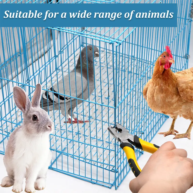 Pet Cage Installation Repair Clamp Chicken Quail Bird Rabbit Clamp Pliers Nail Cage Buckle Clips Plier Nail 300 Nails 1 Plier