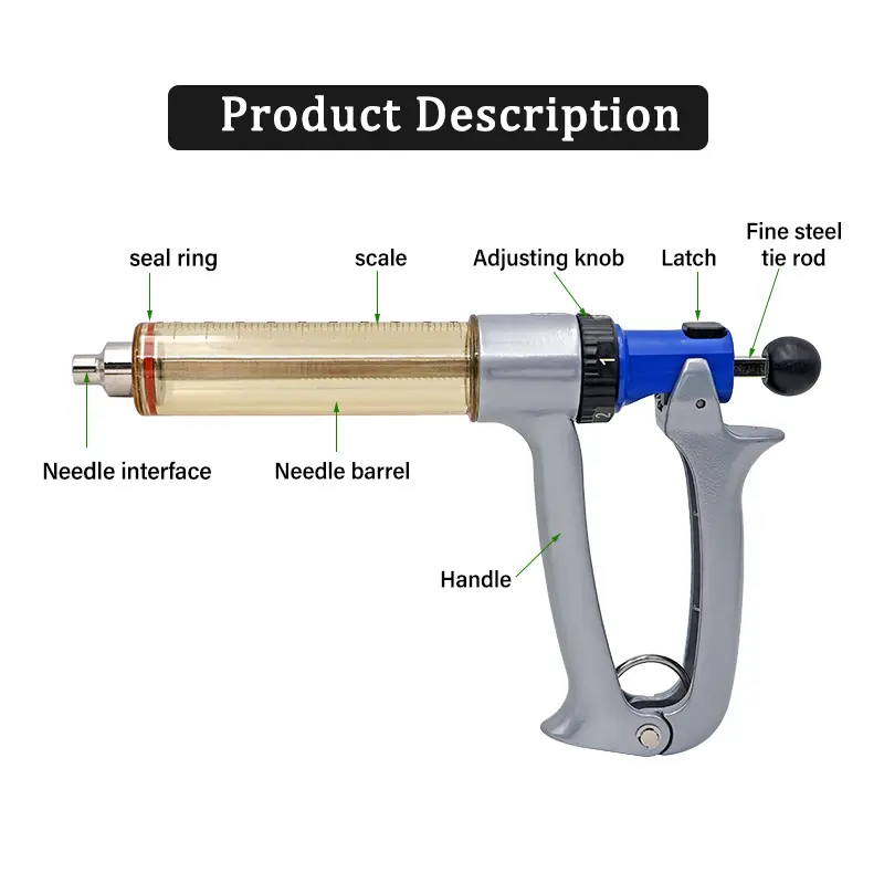 25ml/50ml Adjustable Continuous Syringe Vaccine Injector Semi-Automatic Scale Needle Tube Veterinary Chicken Sheep Horse Special