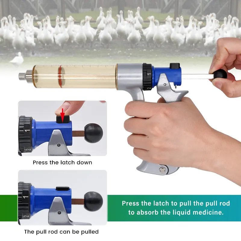 25ml/50ml Adjustable Continuous Syringe Vaccine Injector Semi-Automatic Scale Needle Tube Veterinary Chicken Sheep Horse Special