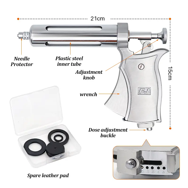 50ml Semi-automatic Adjustable Continuous Syringe Continuous Vaccine Injection Horse Sheep Cattle Pig Veterinary Equipment