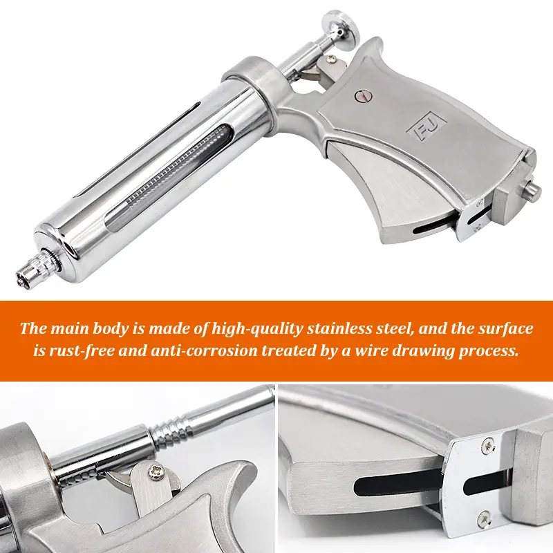 50ml Semi-automatic Adjustable Continuous Syringe Continuous Vaccine Injection Horse Sheep Cattle Pig Veterinary Equipment
