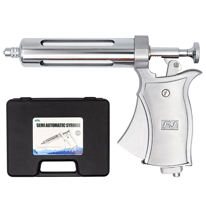 50ml Semi-automatic Adjustable Continuous Syringe Continuous Vaccine Injection Horse Sheep Cattle Pig Veterinary Equipment