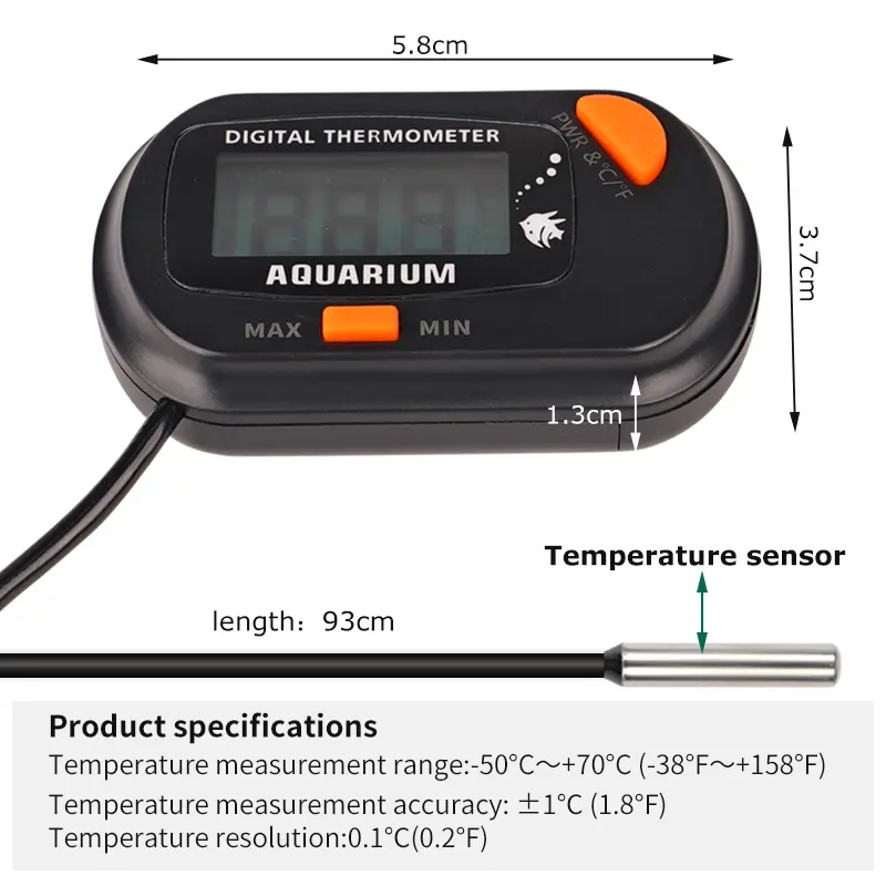 Digital Aquarium Fish Tank Thermometer with Suction Cup Temperature Sensor Meter Tester Thermometer Measurement Control