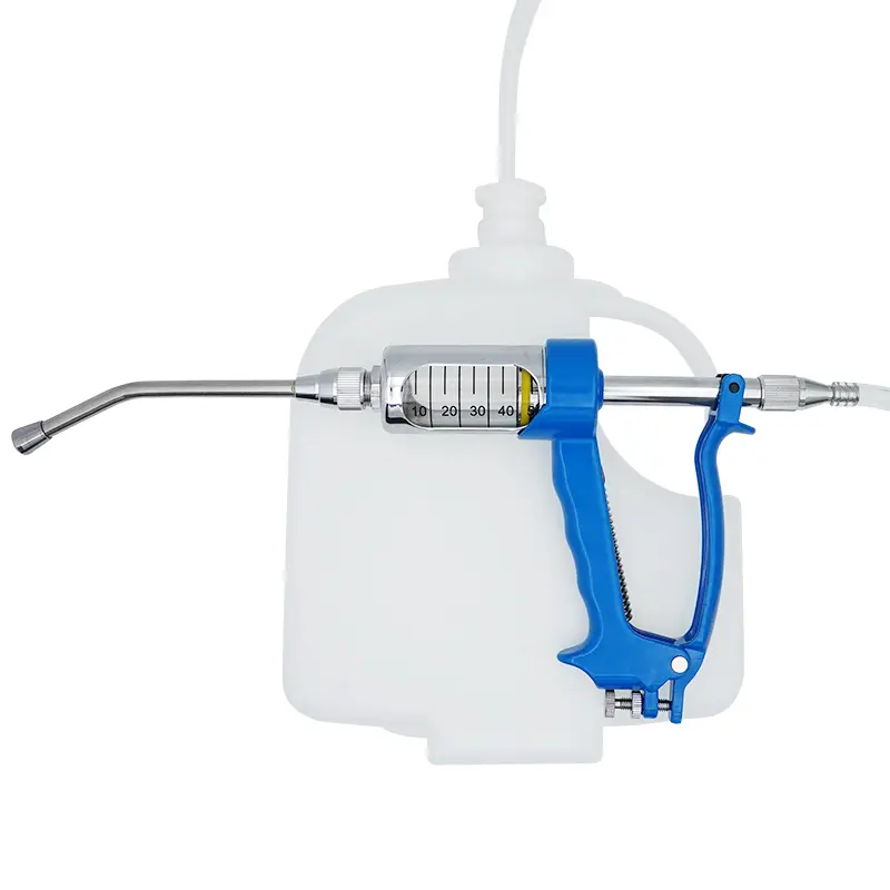 5ml 10ml 20ml 30ml 50ml Veterinary Metal Continuous Feeding Gun for Cattle Sheep Medicine Pot Drenching Gun with Bottle