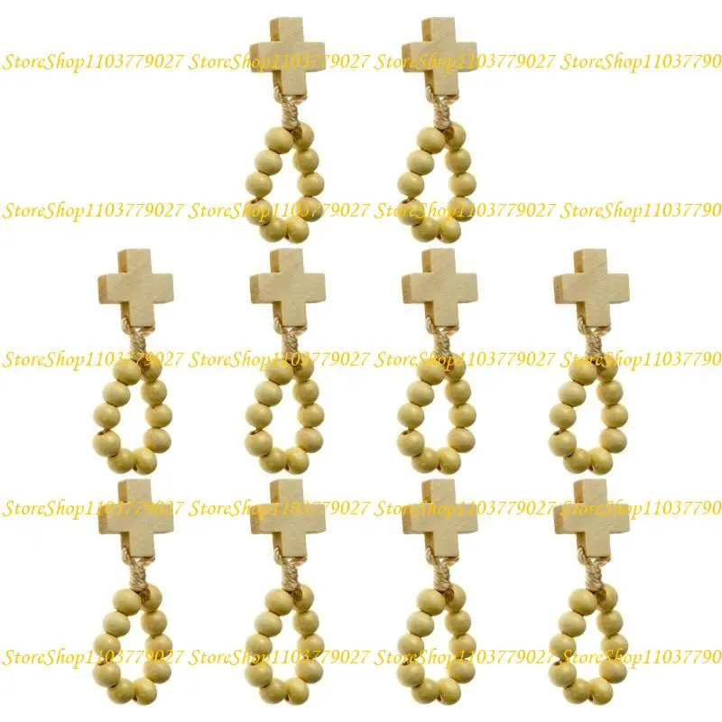 C4DF Beads Finger Rosary With 8mm Beads and Crosses Pendants for Prayer Meditations Elegant Grains Rosary Beads
