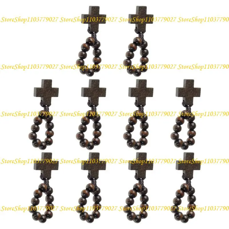 C4DF Beads Finger Rosary With 8mm Beads and Crosses Pendants for Prayer Meditations Elegant Grains Rosary Beads