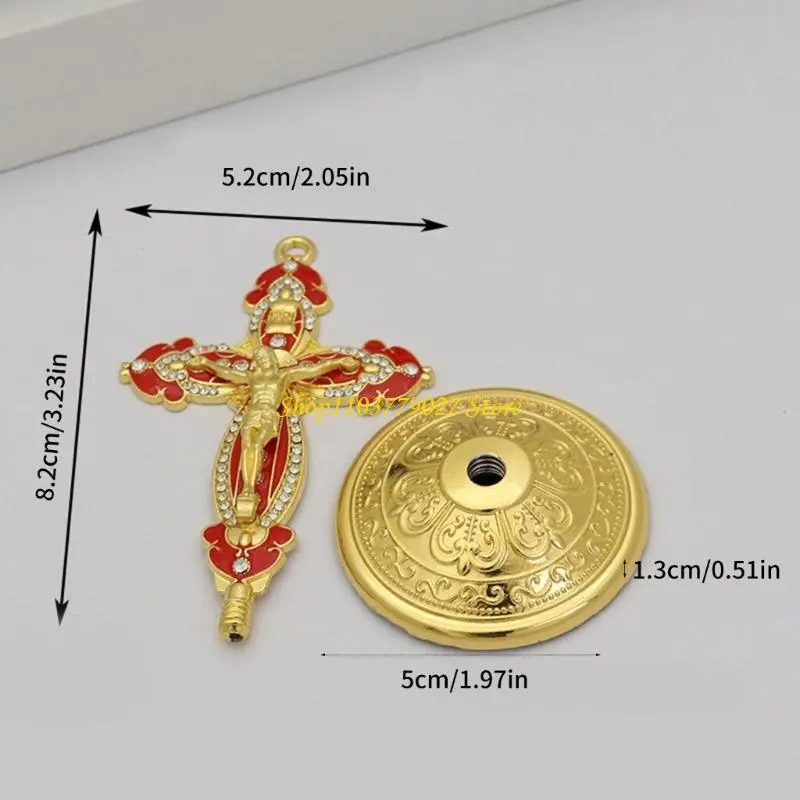 C4DF Vibranted Metal Enamel Crucifix Decoration For Home Office Car Christian Craft Orname