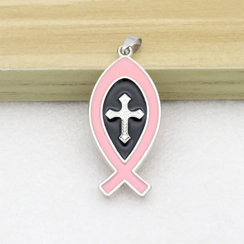 Double Side for Cross Charm Metal Catholic Pendant Religious Hanging Ornament for Handmade DIY Necklace Backpack Keychai