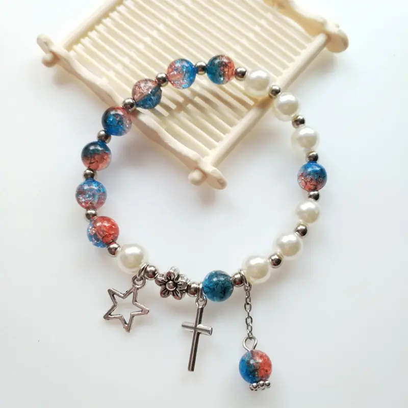 Baptism Favors Mini Rosaries with for Cross 5mm Acrylic Beads Bracelet Christening Favors for First Communion Baby Showe