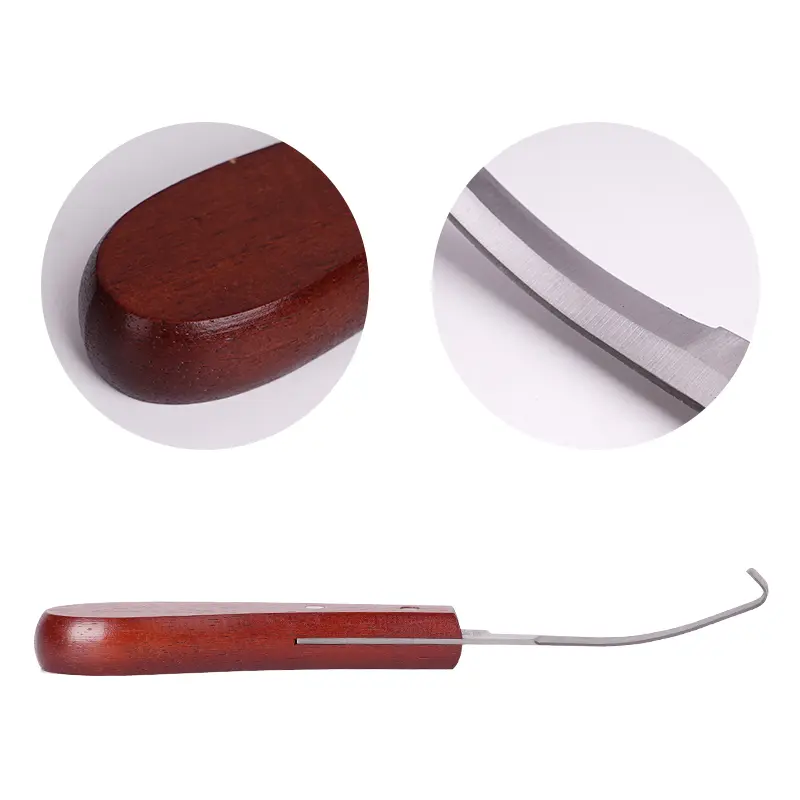 1Pc Horse Hoof Knife Stainless Steel Double Edge Blade Hoof Trimming Knives With Wooden Handle Cattle Sheep Hoof Trimming Tool