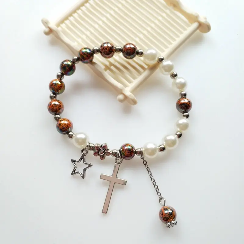 Baptism Favors Mini Rosaries with for Cross 5mm Acrylic Beads Bracelet Christening Favors for First Communion Baby Showe