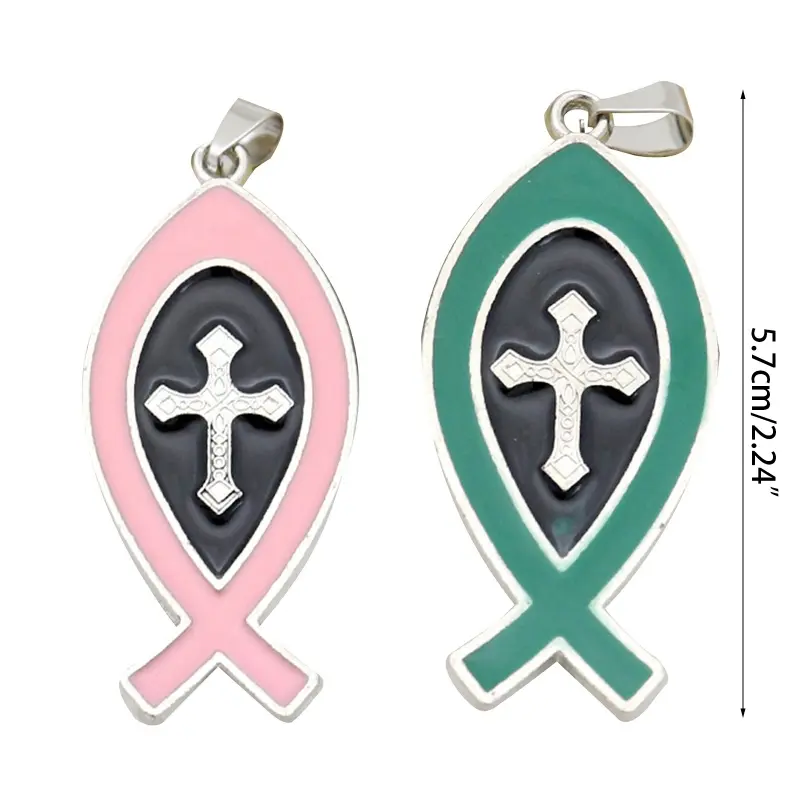 Double Side for Cross Charm Metal Catholic Pendant Religious Hanging Ornament for Handmade DIY Necklace Backpack Keychai