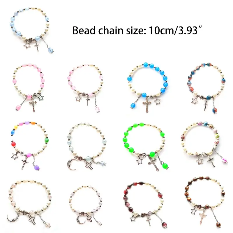 Baptism Favors Mini Rosaries with for Cross 5mm Acrylic Beads Bracelet Christening Favors for First Communion Baby Showe