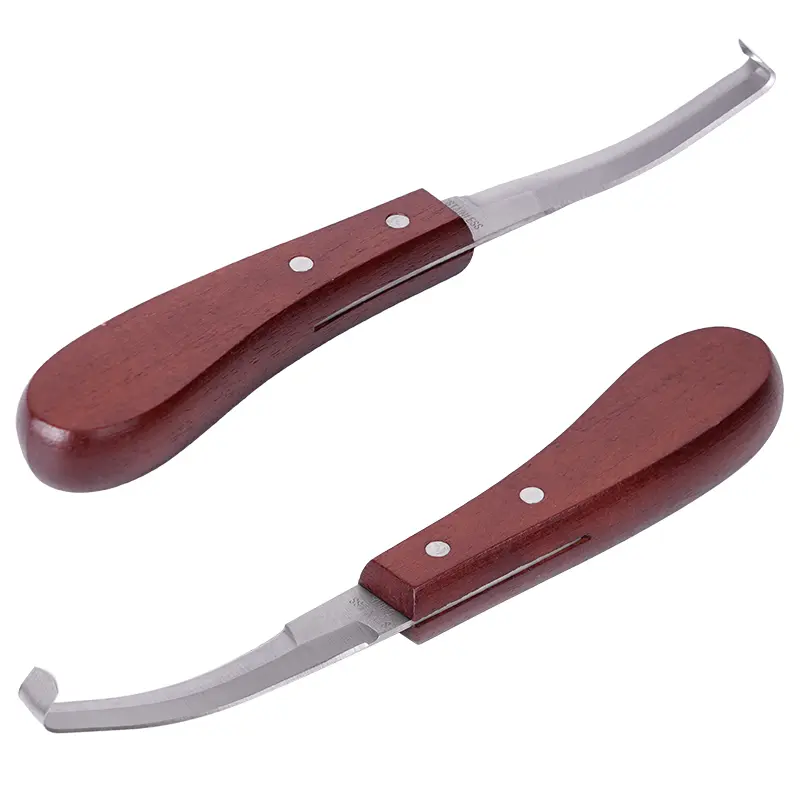 1Pc Horse Hoof Knife Stainless Steel Double Edge Blade Hoof Trimming Knives With Wooden Handle Cattle Sheep Hoof Trimming Tool